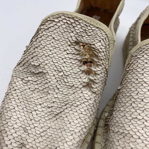 Clara Duran Reversible sequin espadrilles size 39 9 US Spain White gold leather - Picture 4 of 12